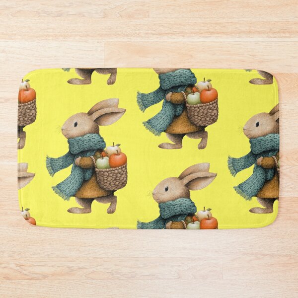 Item preview, Cute bunny with scarf carrying a basket full of apples designed and sold by Mauswohn.