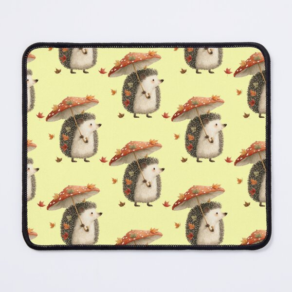 Item preview, A small hedgehog strolls with a fly agaric mushroom and an umbrella in the autumn wind. designed and sold by Mauswohn.