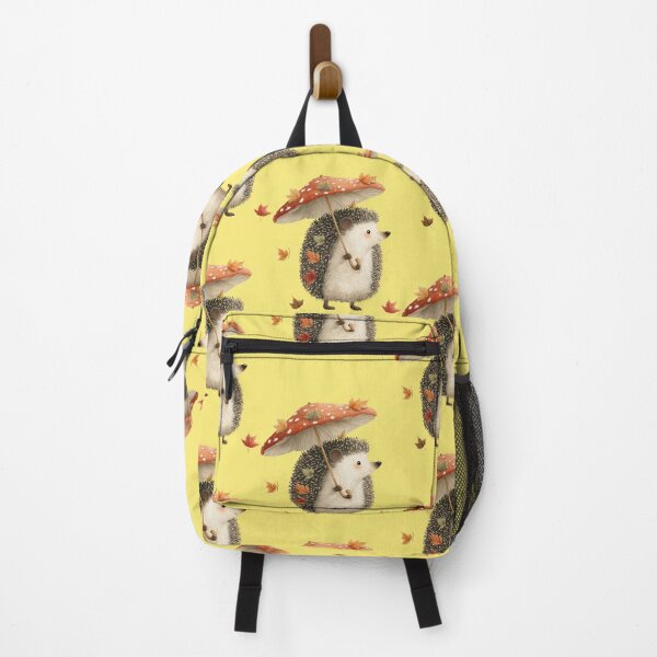 Item preview, A small hedgehog strolls with a fly agaric mushroom and an umbrella in the autumn wind. designed and sold by Mauswohn.