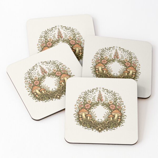 Item preview, Wild Garden Botanical Crest – Whimsical Cottagecore Mushrooms & Flowers, Vintage Engraving Nature designed and sold by MagicMakerPh.