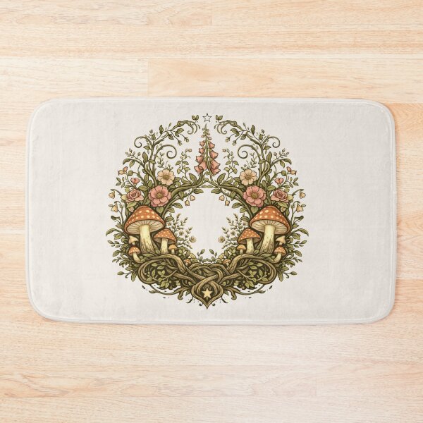Item preview, Wild Garden Botanical Crest – Whimsical Cottagecore Mushrooms & Flowers, Vintage Engraving Nature designed and sold by MagicMakerPh⭐⭐⭐⭐⭐.