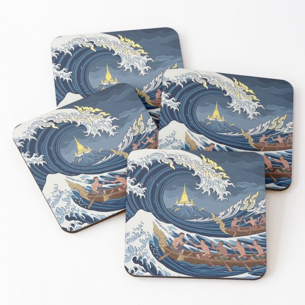 Item preview, The Thai Great Wave off Kanagawa - Traditional Asian Art Reimagined designed and sold by SIAM MERMAID.
