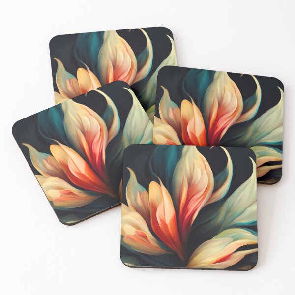 Item preview, Elegant Abstract Floral Swirls In Aqua, Cream, Red designed and sold by DEC02.