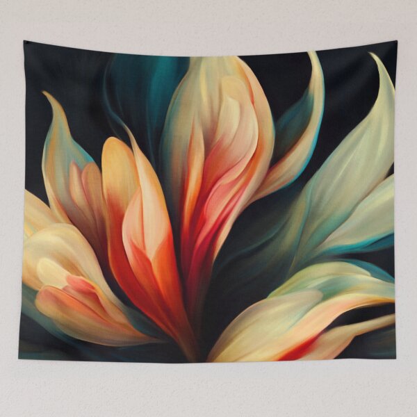 Item preview, Elegant Abstract Floral Swirls In Aqua, Cream, Red designed and sold by DEC02.