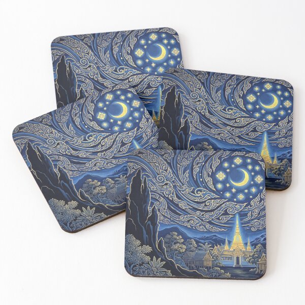 Item preview, The Thai Starry Night - Traditional Asian Art Reimagined designed and sold by SIAM MERMAID.