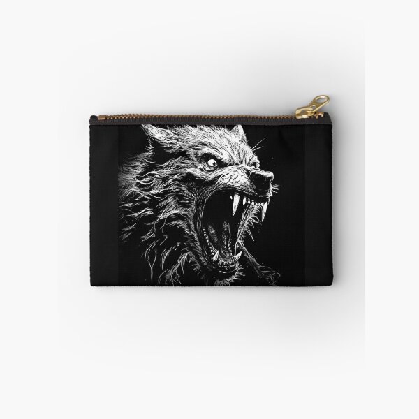 Item preview, Black and White Roaring Wolf Horror Art designed and sold by inkoutninja.