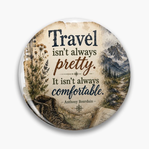 Item preview, Travel Isn't Always Pretty Adventure Quote designed and sold by Candlelit Catastrophes.