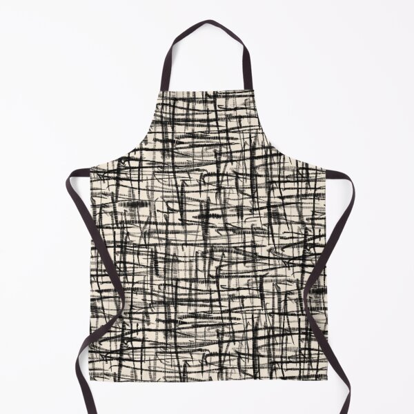 Item preview, Mid Century Modern Woven Hatch Abstract Linework Pattern in Black and Almond Cream designed and sold by kierkegaard.