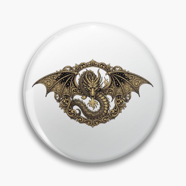 Item preview, Majestic Ornamental Gold Dragon - Baroque Style Mythical Beast designed and sold by SKJWorldprints.