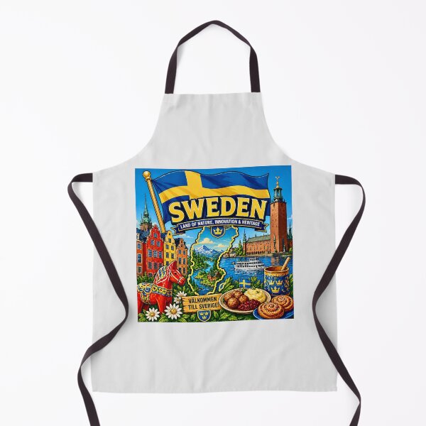Item preview, Sweden Flag with Stockholm and Nordic Icons designed and sold by Myra365Art.