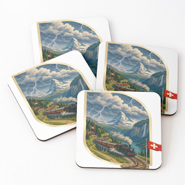 Item preview, RAY Alpine Storm Train | Mountain Railway Lightning Landscape Art designed and sold by RAYapparel.