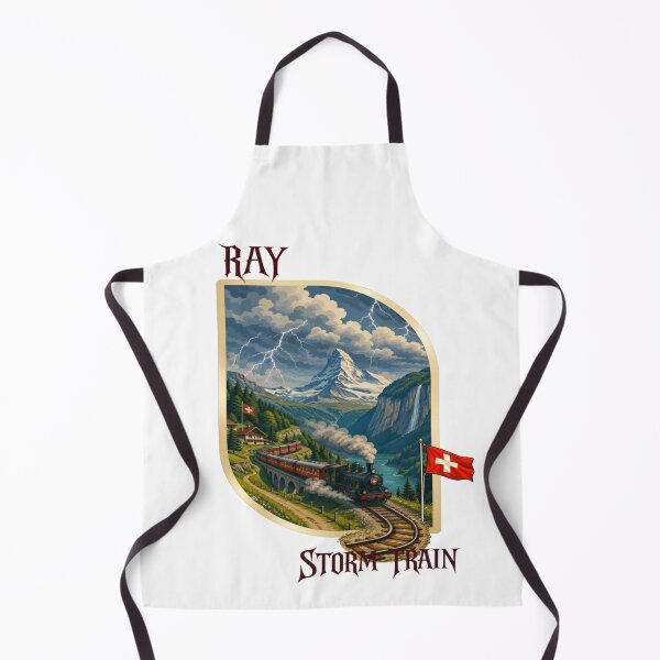 Item preview, RAY Alpine Storm Train | Mountain Railway Lightning Landscape Art designed and sold by RAYapparel.