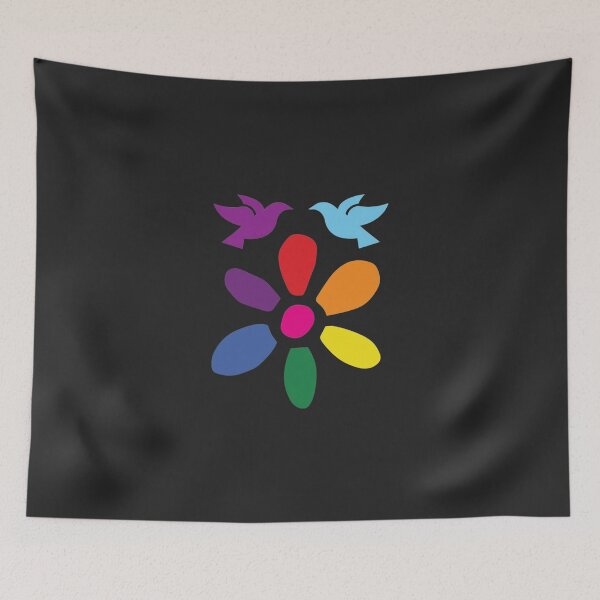 Item preview, Retro Pride Rainbow Flower LGBTQ Peace Doves Art designed and sold by ANJ Designs.
