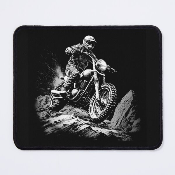 Item preview, Black and White Off Road Motorcycle Rider Art designed and sold by inkoutninja.