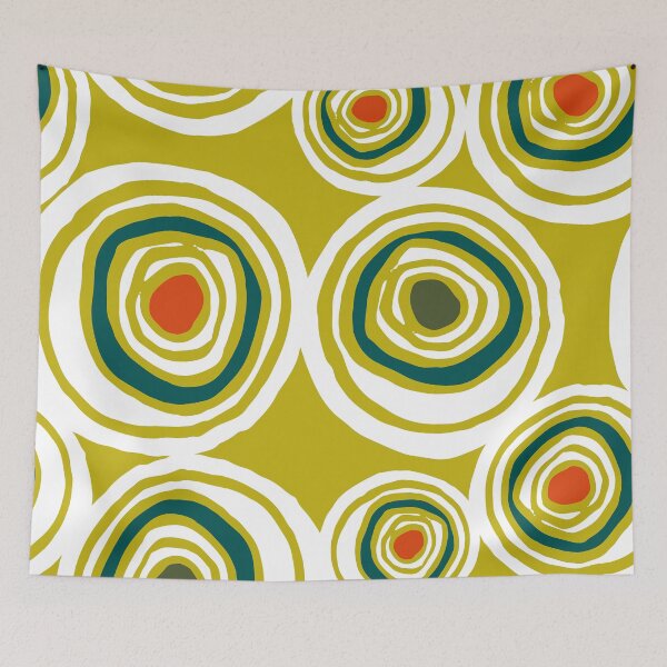 Item preview, Mid-Century Modern Olive-Green Abstract Circles Pattern designed and sold by DEC02.
