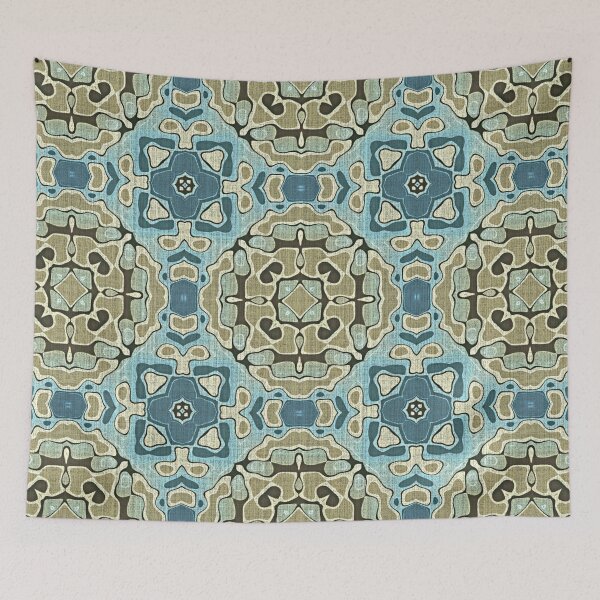 Item preview, Green Gray Teal Blue Ochre Hip Orient Bali Art designed and sold by LC Graphic Design Studio.