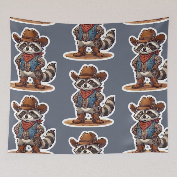 Item preview, Cute Cowboy Raccoon Sticker designed and sold by UniqueDesigningshop .