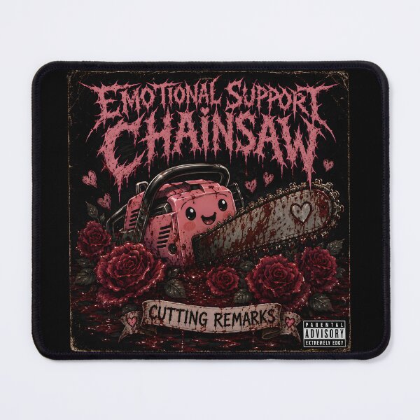 Item preview, Emotional Support Chainsaw: Cutting Remarks Falbum | Funny Parody Heavy Metal Album Cover designed and sold by RockyLambda.