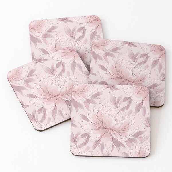 Item preview, Soft Peony Bloom Pink Line Art Pattern designed and sold by SplashTastic.