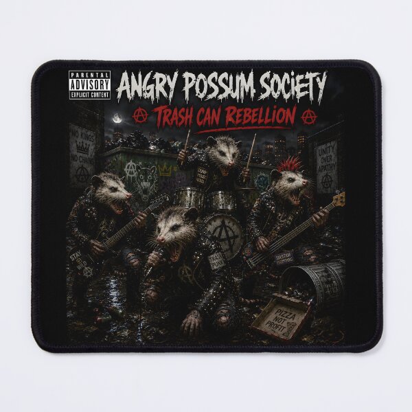 Item preview, Angry Possum Society: Trash Can Rebellion Falbum | Funny Parody Punk Rock Fake Album Cover designed and sold by RockyLambda.