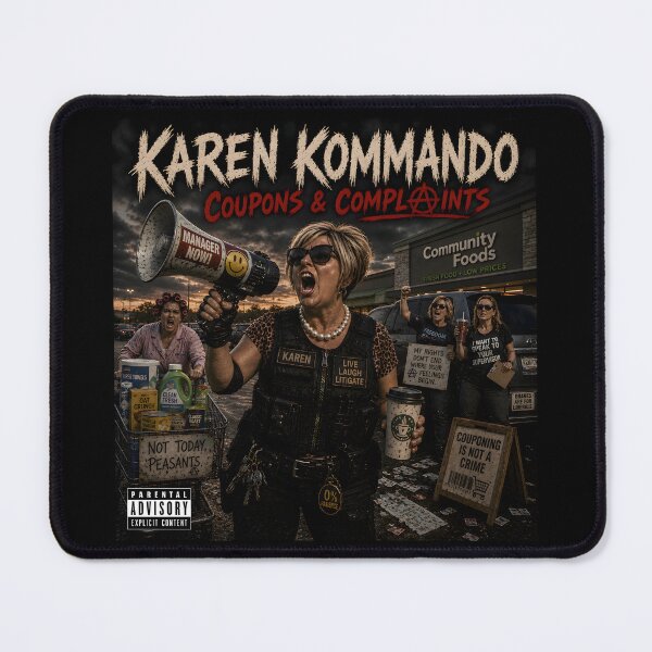 Item preview, Karen Kommando: Coupons & Complaints Falbum | Funny Satirical Parody Heavy Metal Album Cover designed and sold by RockyLambda.