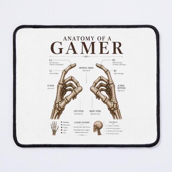 Item preview, Anatomy Of A Gamer Skeleton Hands Gaming Controller Funny Gamer designed and sold by JerdbordinShop.