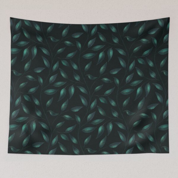 Item preview, Glossy green leaves glow against a dark background designed and sold by Sonja Birkelbach.