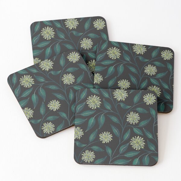 Item preview, Fantasy plants with glossy green leaves against a matte black background designed and sold by Sonja Birkelbach.