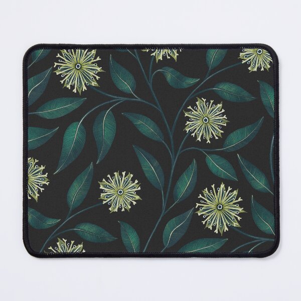 Item preview, Fantasy plants with glossy green leaves against a matte black background designed and sold by Sonja Birkelbach.