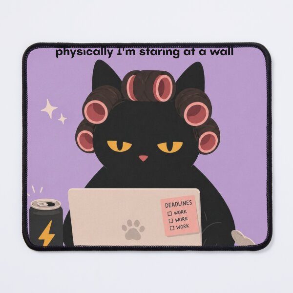 Item preview, Mentally Writing a Book, Physically Staring at a Wall Funny Black Cat Meme designed and sold by Pink Chaos Club.