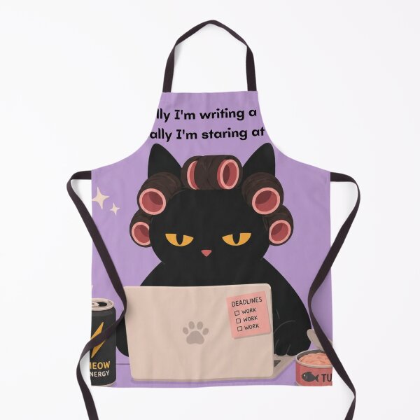 Item preview, Mentally Writing a Book, Physically Staring at a Wall Funny Black Cat Meme designed and sold by Pink Chaos Club.