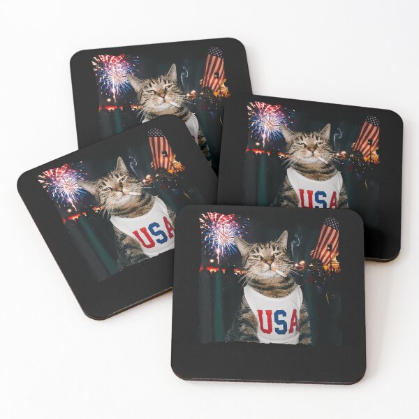 Item preview, Patriotic Smoking Cat  American 4Th Of July designed and sold by ripgoatclothing.