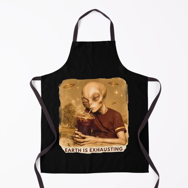Item preview, Earth is Exhausting Tired Alien Drinking Iced Coffee Retro Art designed and sold by KreativKulture.