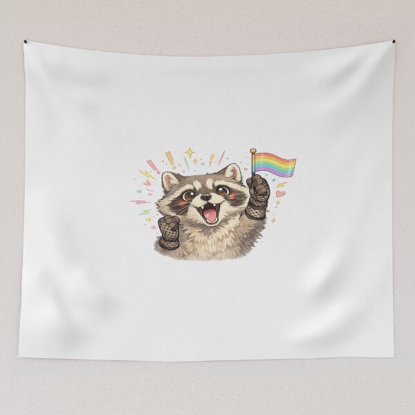 Item preview, Rainbow Raccoon Pride Sticker | Cute LGBTQ Raccoon Holding Pride Flag | Gay Pride Animal Art Gift designed and sold by ArtByTripti.