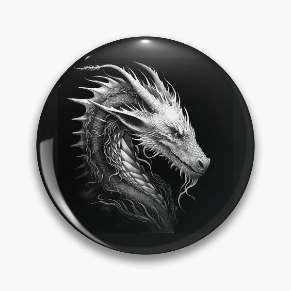 Item preview, Black and White Fantasy Dragon Portrait Art designed and sold by inkoutninja.