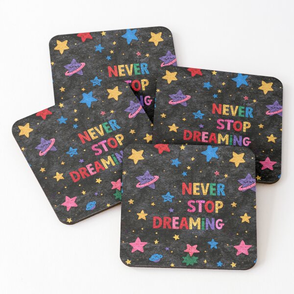 Item preview, Colorful Neon Stars on Black Background Never Stop Dreaming designed and sold by Piotrek0001.