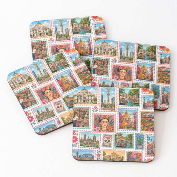 Item preview, Mexico City Stamp Art CDMX Travel Souvenir designed and sold by Nzgiftsandmore.