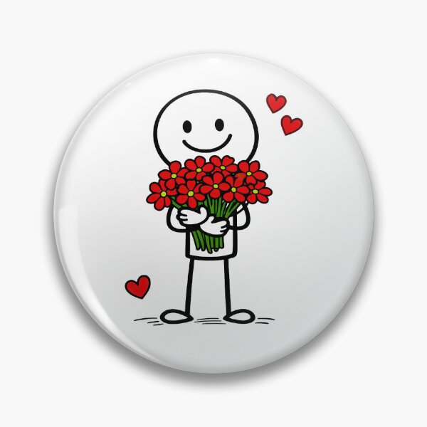 Item preview, Cute Stick Figure Holding Red Flower Bouquet with Hearts Illustration designed and sold by StormVape.