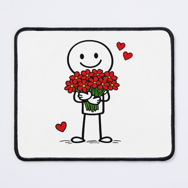 Item preview, Cute Stick Figure Holding Red Flower Bouquet with Hearts Illustration designed and sold by StormVape.