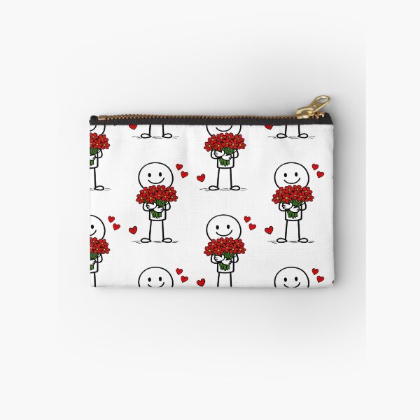 Item preview, Cute Stick Figure Holding Red Flower Bouquet with Hearts Illustration designed and sold by StormVape.
