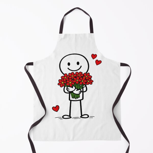 Item preview, Cute Stick Figure Holding Red Flower Bouquet with Hearts Illustration designed and sold by StormVape.