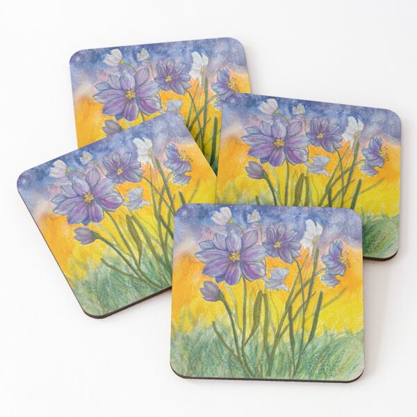 Item preview, Purple flowers - yellow background designed and sold by SMS-Art4U.