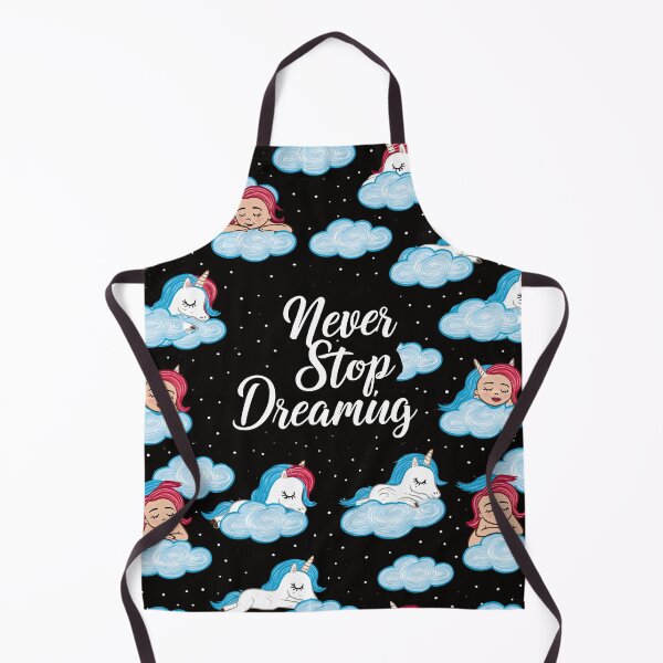 Item preview, Kawaii Unicorns and Clouds on Black Never Stop Dreaming designed and sold by Piotrek0001.