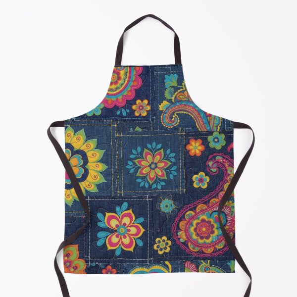 Item preview, Denim paisley floral patchwork designed and sold by Roxburylane.