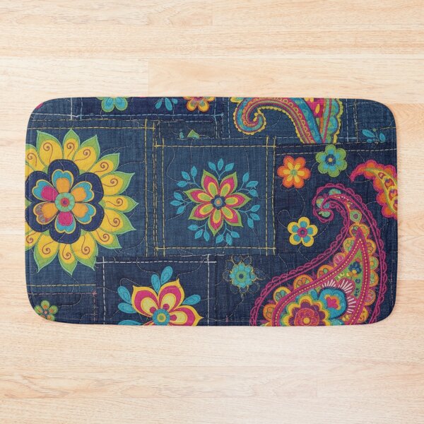 Item preview, Denim paisley floral patchwork  designed and sold by Roxburylane.