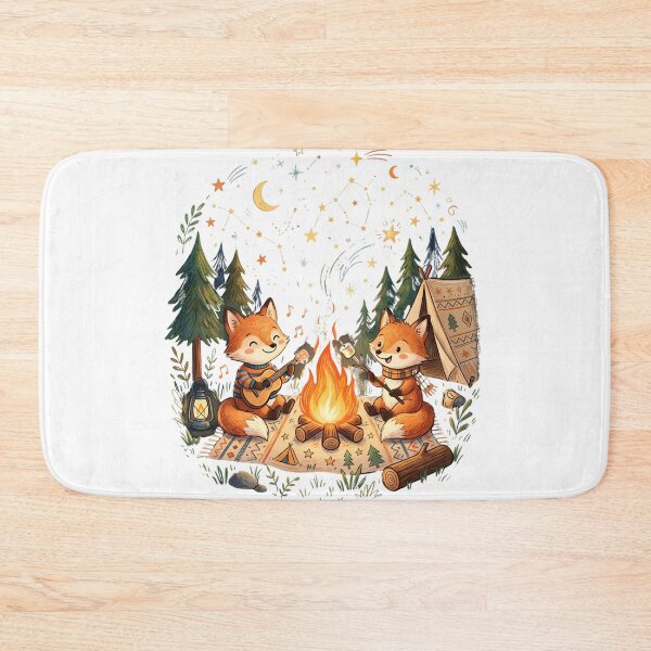 Item preview, Cute Foxes Camping under Starry Night Sky with Bonfire Illustration designed and sold by TaiwanMemory.
