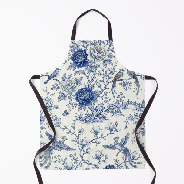 Item preview, Blue and White Chinoiserie Floral Birds Pattern designed and sold by FashioonTrends.