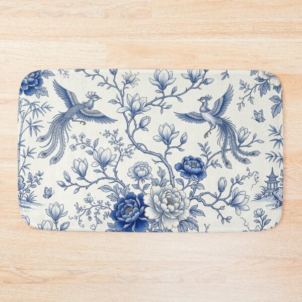 Item preview, Blue and White Chinoiserie Floral Birds Pattern designed and sold by FashioonTrends.