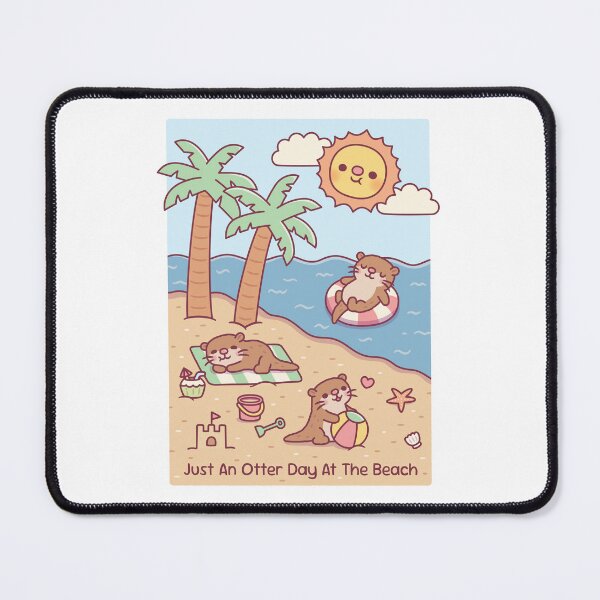 Item preview, Cute Otters Just An Otter Day At The Beach Summer Doodle designed and sold by rustydoodle.