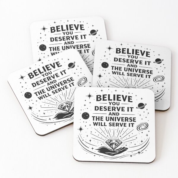 Item preview, Believe You Deserve It and the Universe Will Serve It | Motivational Cosmic Diamond Vector T-Shirt Design designed and sold by StickerBloom-4U.